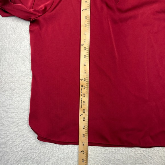 Calvin Klein Red Top Blouse Long Sleeve Shirt 100% Polyester Women's Size L - Picture 6 of 9